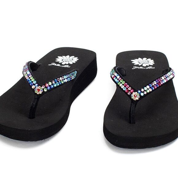 YELLOW BOX JELLOW multi color crystals sz 8.5 - Picture 6 of 9